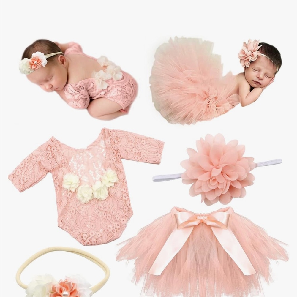 Adorable Pink Baby Outfit Set with Headbands